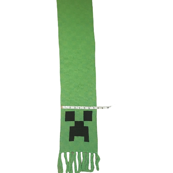 J¡NX Minecraft Creeper Face Fringe Ends Acrylic Knit Scarf Unisex Green Black OS - Picture 13 of 15